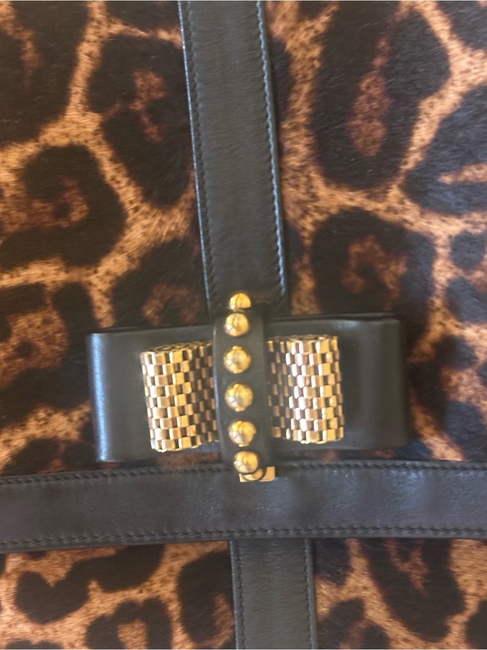 Christian Louboutin sweet charity Leopard Print Shoulder Bag with Gold Chain - Picture 3 of 9